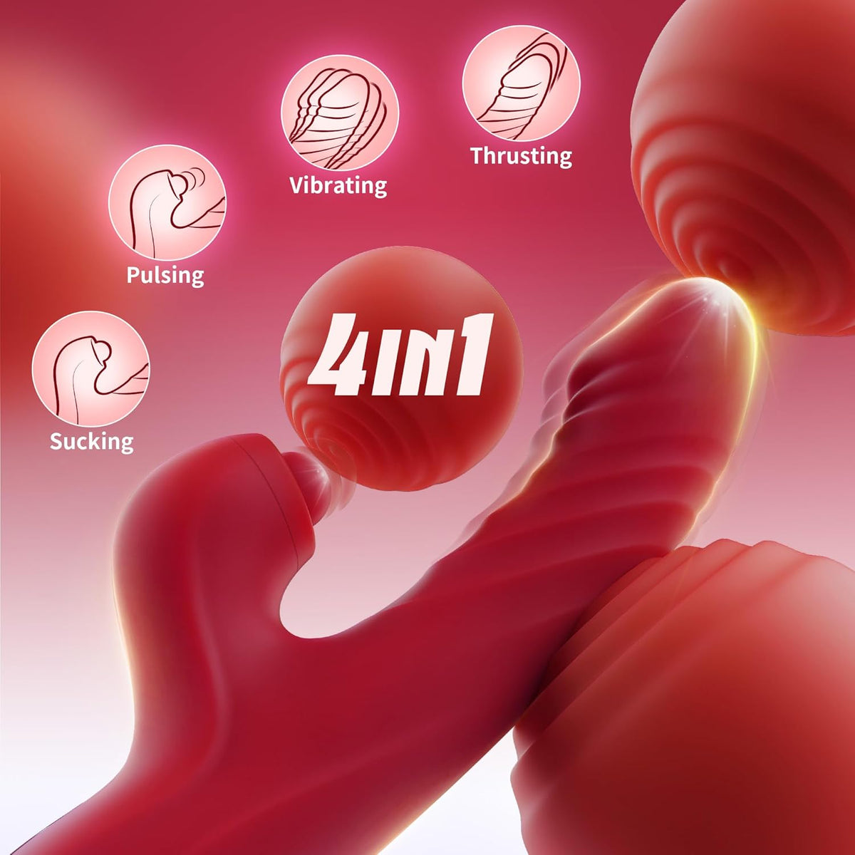 Vibrator Thrusting Dildo for Women G Spot Rose Toy Clitoral Stimulator Sex Toys Dildos Vibrator with 10 Vibration 7 Thrust Mode with Licking, Rabbit Vibrators Adult Sex Toy Couple AI Sync Games - JUSINCASE