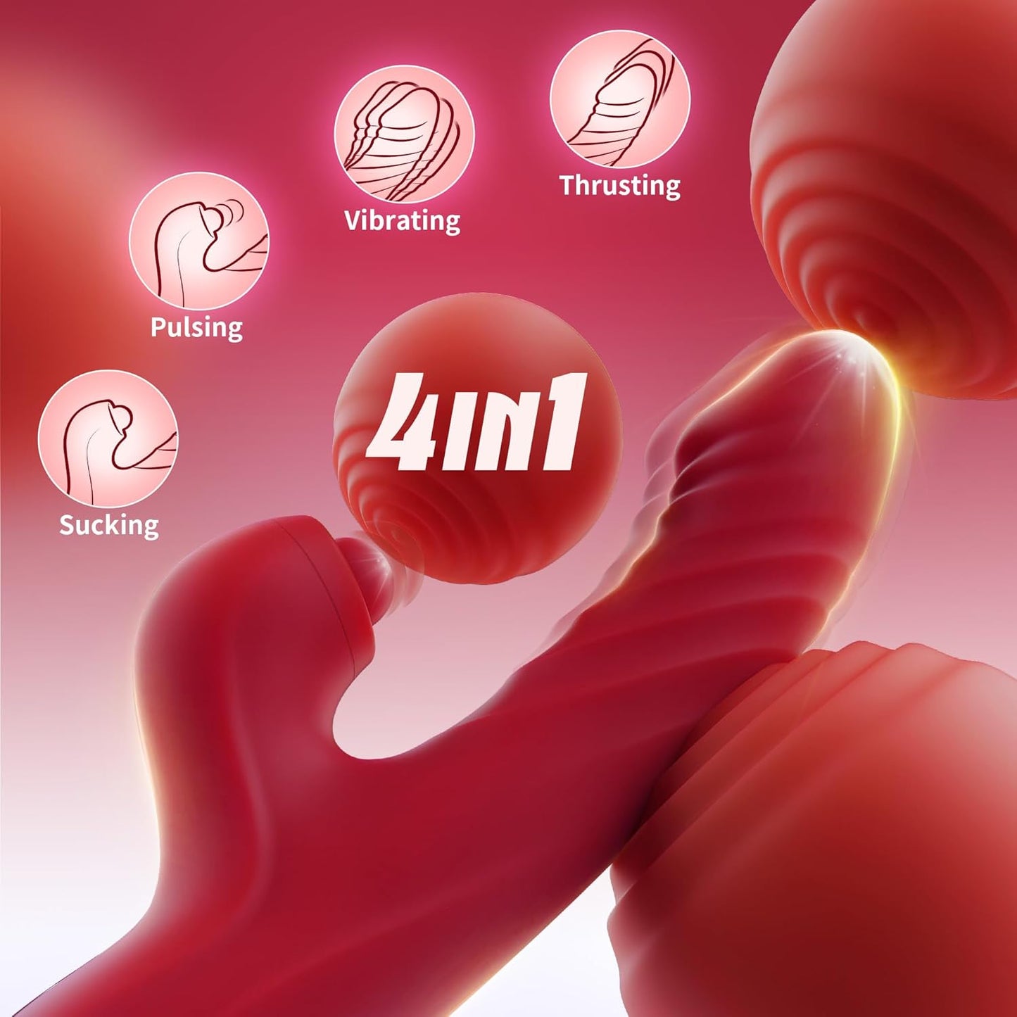 Vibrator Thrusting Dildo for Women G Spot Rose Toy Clitoral Stimulator Sex Toys Dildos Vibrator with 10 Vibration 7 Thrust Mode with Licking, Rabbit Vibrators Adult Sex Toy Couple AI Sync Games - JUSINCASE
