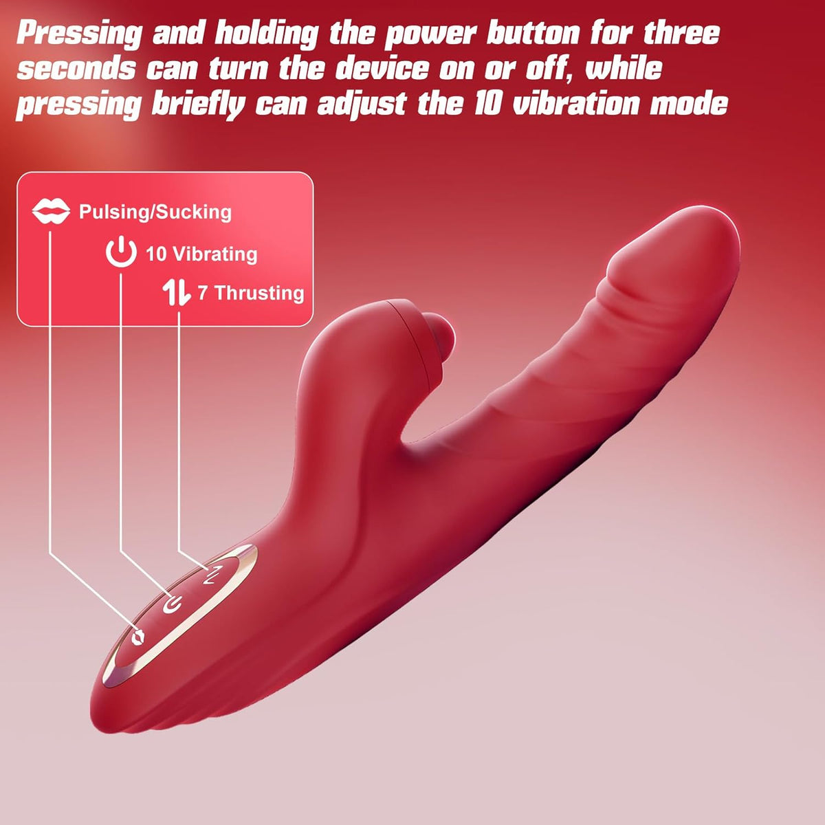 Vibrator Thrusting Dildo for Women G Spot Rose Toy Clitoral Stimulator Sex Toys Dildos Vibrator with 10 Vibration 7 Thrust Mode with Licking, Rabbit Vibrators Adult Sex Toy Couple AI Sync Games - JUSINCASE