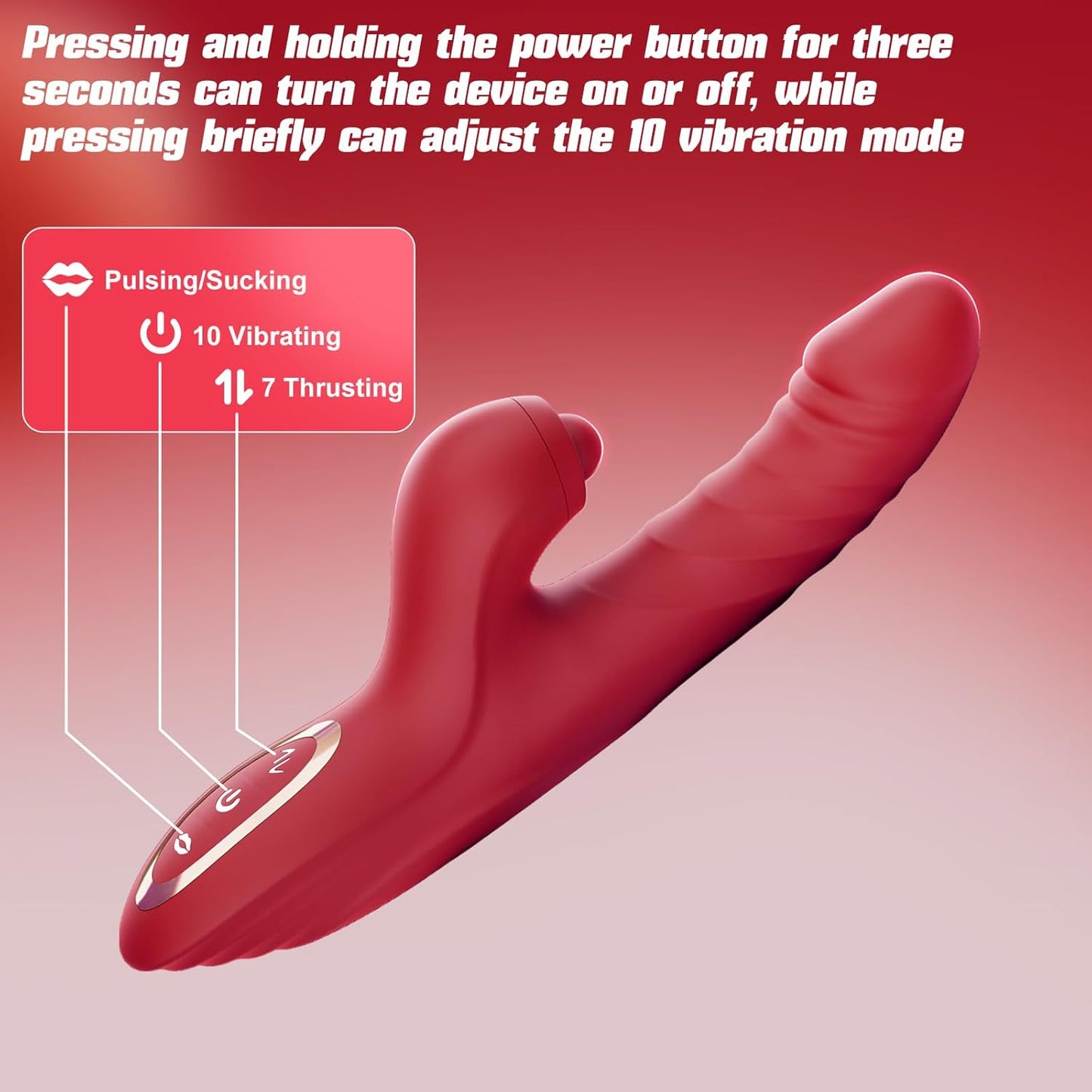 Vibrator Thrusting Dildo for Women G Spot Rose Toy Clitoral Stimulator Sex Toys Dildos Vibrator with 10 Vibration 7 Thrust Mode with Licking, Rabbit Vibrators Adult Sex Toy Couple AI Sync Games - JUSINCASE