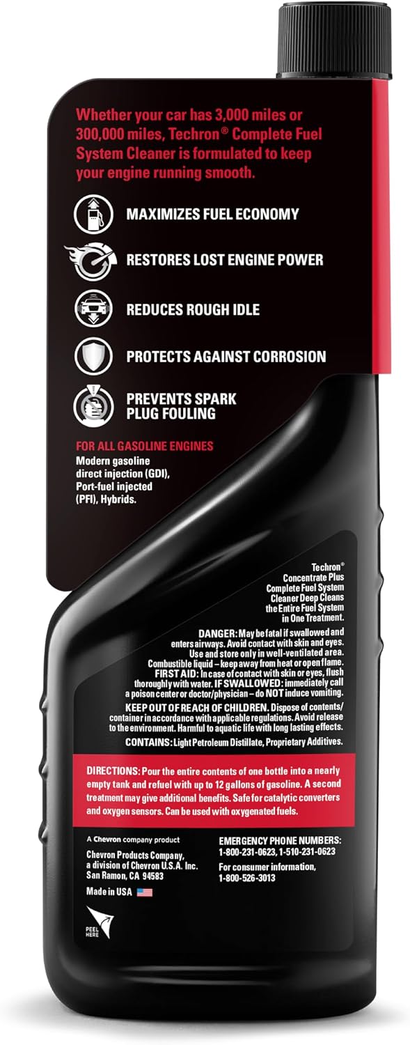 Chevron Techron Concentrate Plus Fuel System Cleaner, 12 oz, Pack of 1