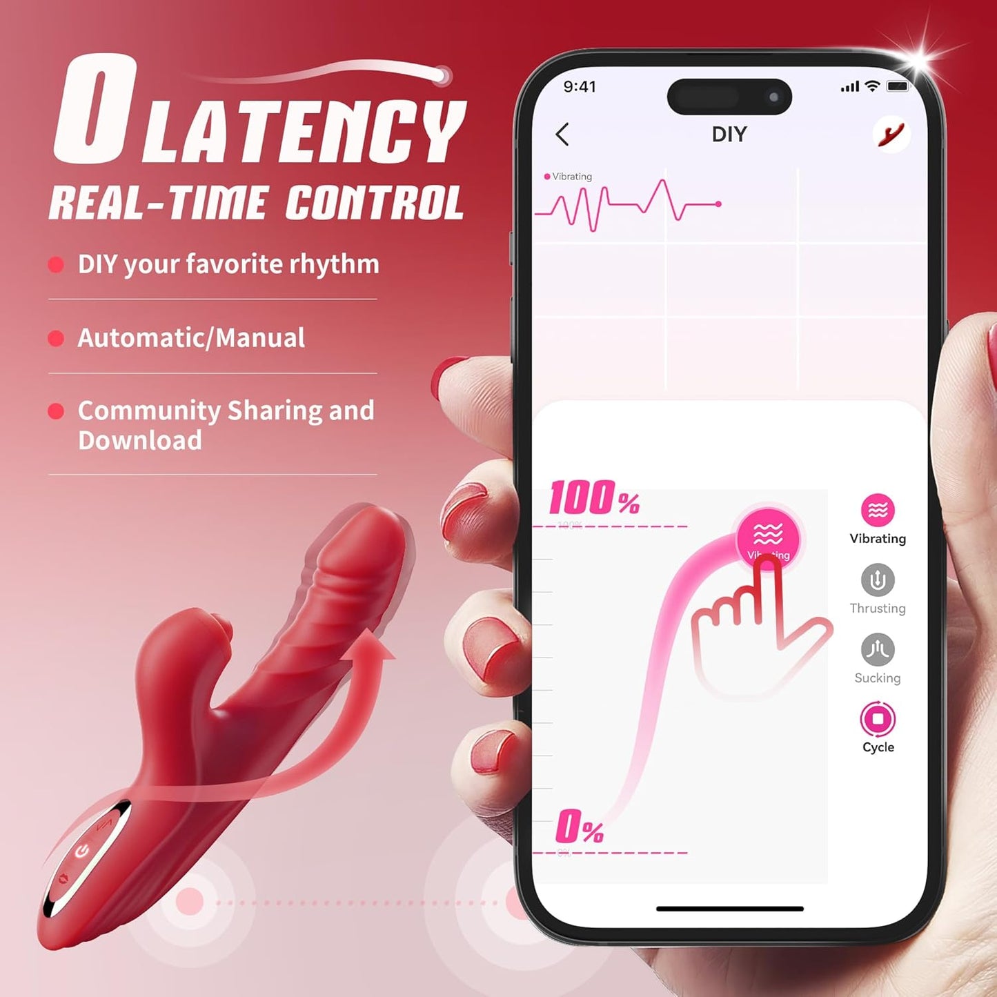 Vibrator Thrusting Dildo for Women G Spot Rose Toy Clitoral Stimulator Sex Toys Dildos Vibrator with 10 Vibration 7 Thrust Mode with Licking, Rabbit Vibrators Adult Sex Toy Couple AI Sync Games - JUSINCASE