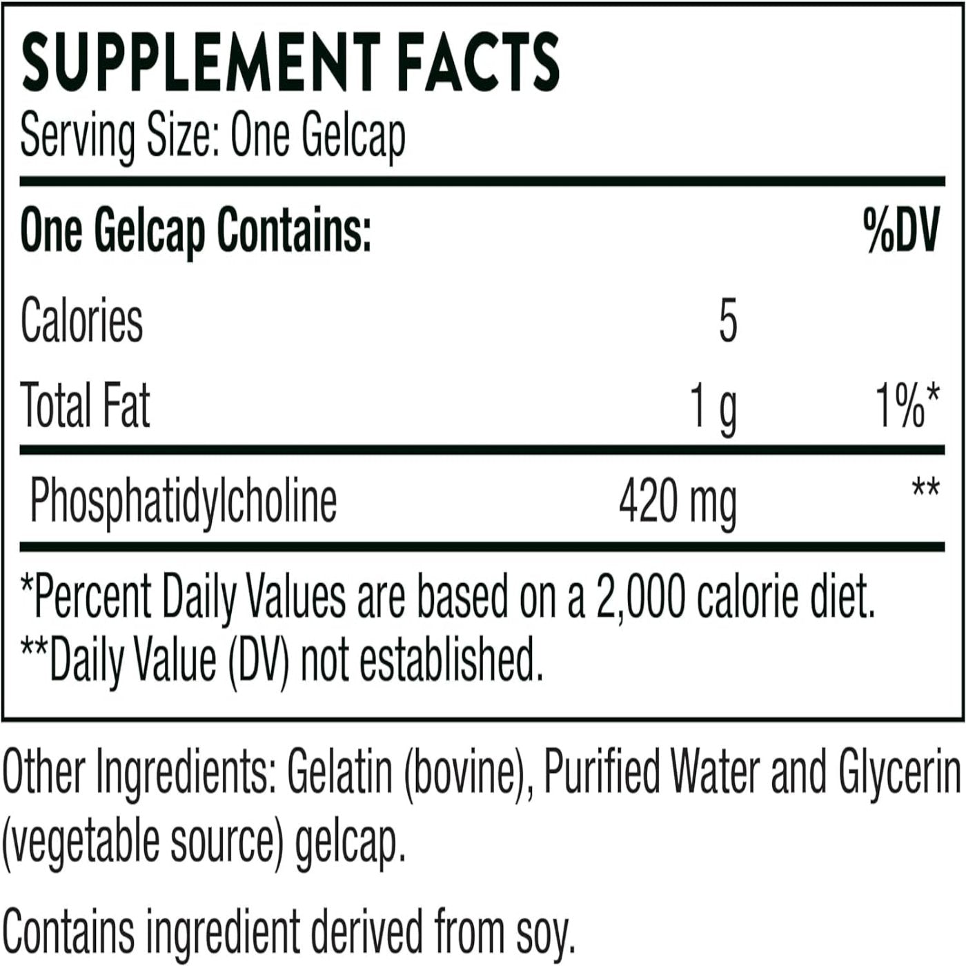 THORNE Phosphatidyl Choline - Phospholipid Complex for Cell Membrane Support - 60 Gelcaps