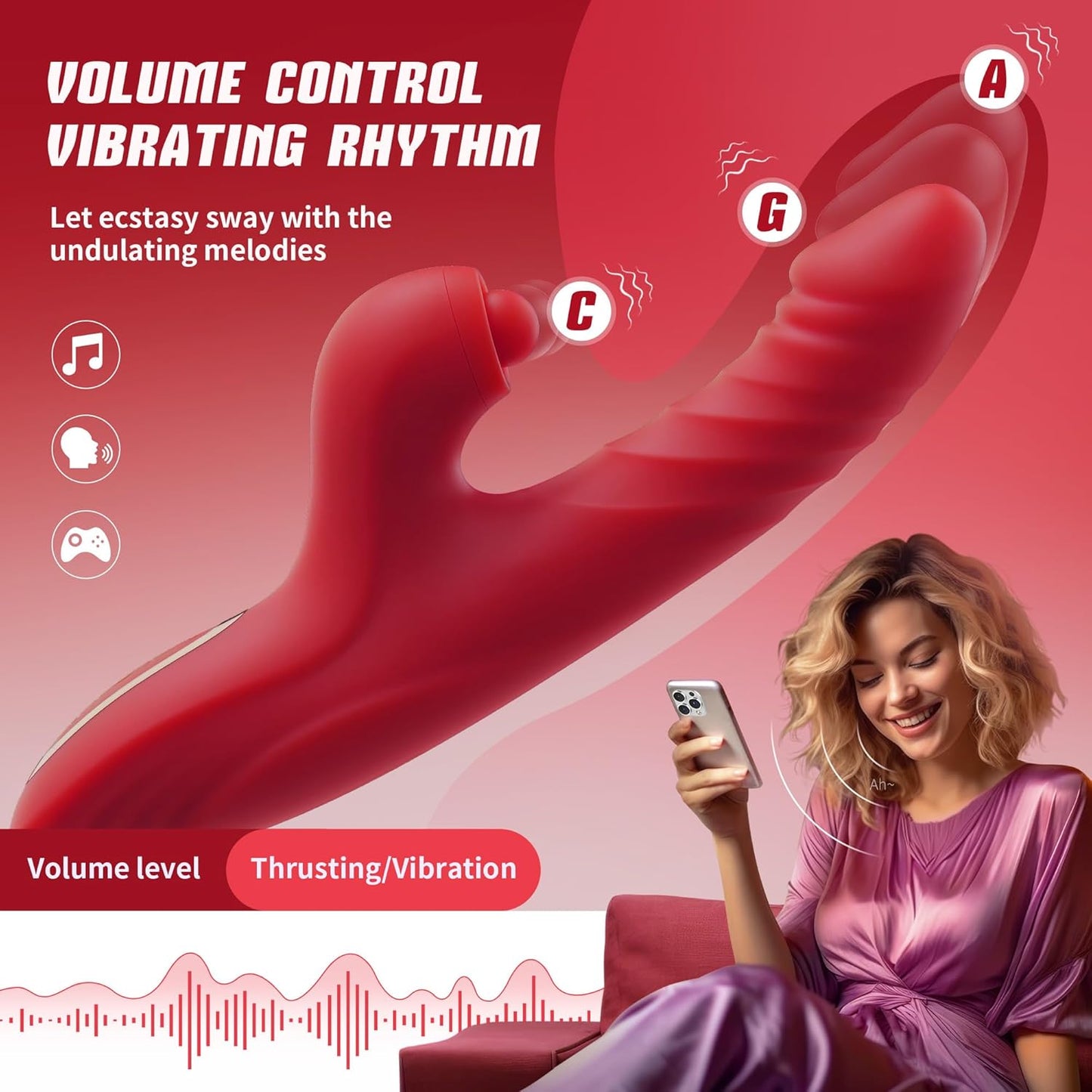 Vibrator Thrusting Dildo for Women G Spot Rose Toy Clitoral Stimulator Sex Toys Dildos Vibrator with 10 Vibration 7 Thrust Mode with Licking, Rabbit Vibrators Adult Sex Toy Couple AI Sync Games - JUSINCASE