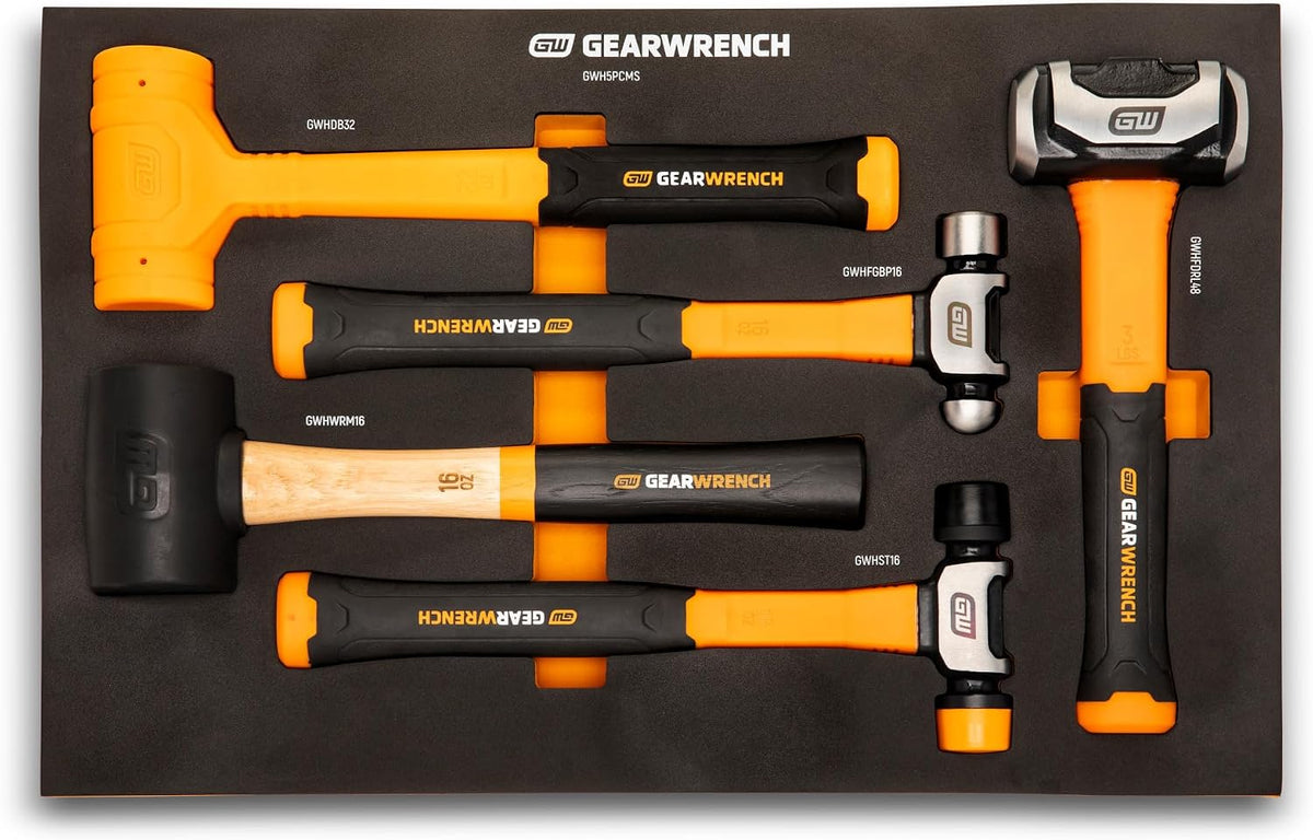 GEARWRENCH 5 Piece Mixed Hammer Set in Foam Storage Tray | GWH5PCMS