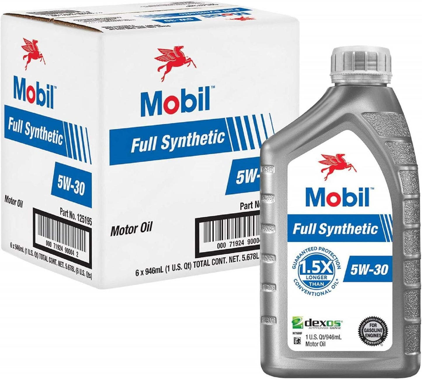 Mobil Full Synthetic Motor Oil 5W-30, 1 Quart (6-pack)