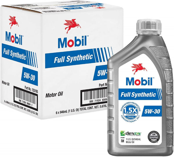 Mobil Full Synthetic Motor Oil 5W-30, 1 Quart (6-pack)