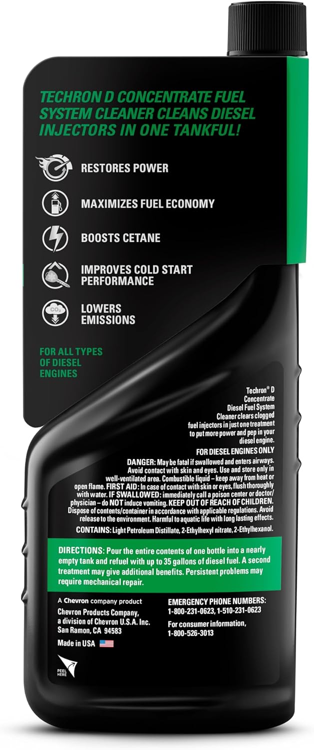 Chevron Techron D Concentrate Diesel Fuel System Cleaner, 20 oz., Pack of 6