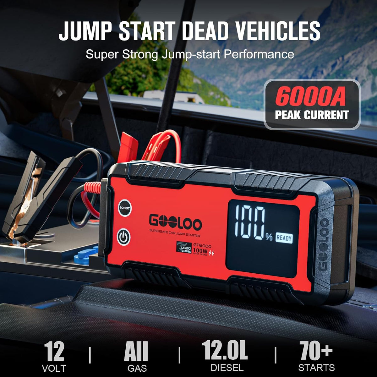 GOOLOO GT6000 Jump Starter 6000A 12V with 100W Bi-Directional Fast Charge