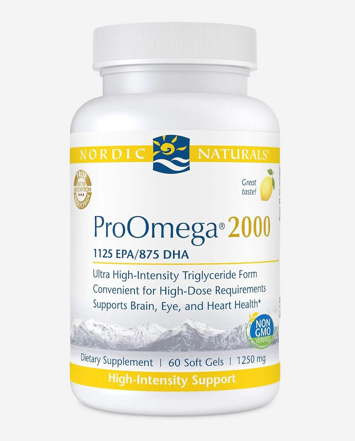 Nordic Naturals ProOmega 2000, Lemon Flavor - 2150 mg Omega-3 - 60 Soft Gels - Ultra High-Potency Fish Oil - EPA & DHA - Promotes Brain, Eye, Heart, & Immune Health - Non-GMO - 30 Servings