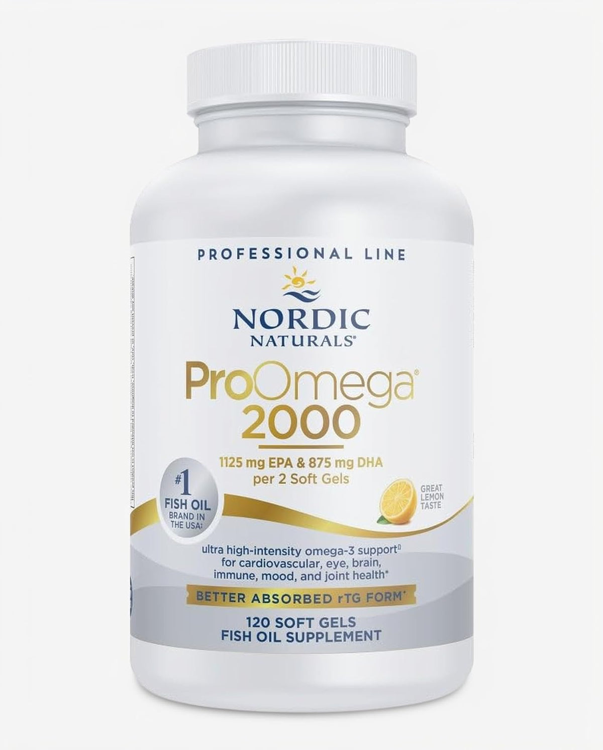 Nordic Naturals ProOmega-3, 2150 mg, EPA & DHA Fish Oil, Lemon - 120 Count