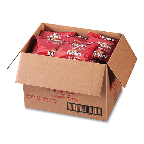Folgers Classic Roast Coffee Fraction Packs, 5.4 oz, 30/Carton