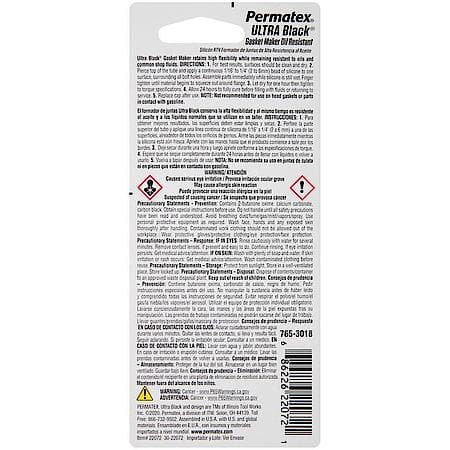 Ultra Black RTV Silicone Gasket Maker, 0.5 oz.
