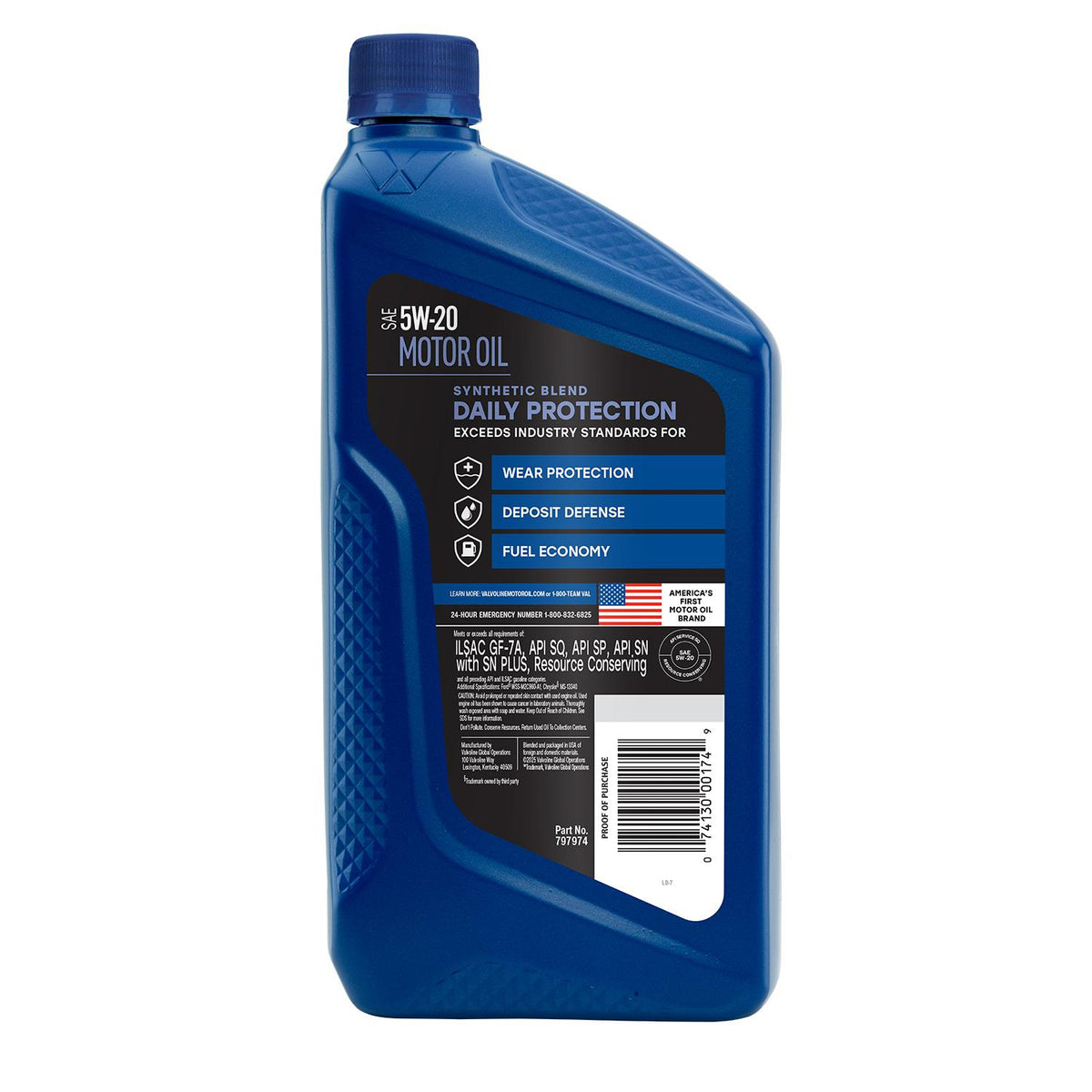 Valvoline Daily Protection Synthetic Blend 5W-20 Motor Oil 1 Quart 797974