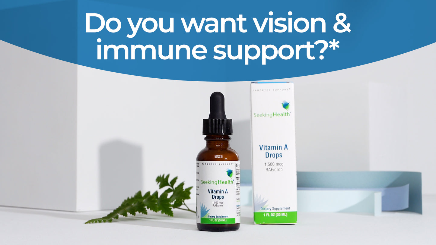 Seeking Health vitamin A Drops - Eye & Skin Health Supplement with Retinyl Palmitate - Liquid Vitamin Support with Antioxidant Support - Soy-Free & Gluten-Free - 1 fl oz, 1500mcg (600 Servings)