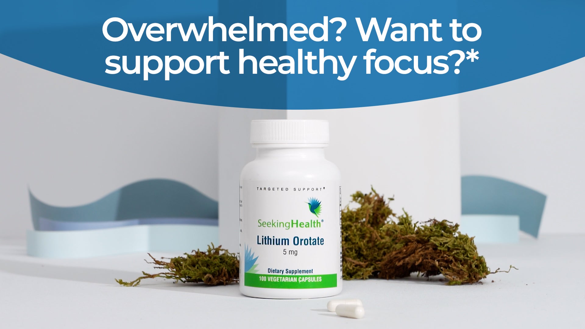 Seeking Health Lithium Orotate, 5 mg Lithium Supplement, Healthy Mood and Memory Support, Healthy Nervous System Function Support, Vegetarian (100 Capsules)*