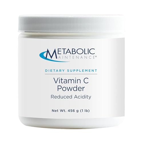 Metabolic Maintenance Vitamin C Powder Reduced Acidity - Reduced pH (4.7) Antioxidant + Immune Support Supplement - Easy Drink Add-in (1 lb / 454 Servings)
