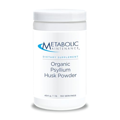 Metabolic Maintenance Organic Psyllium Husk Powder - Soluble Fiber Supplement - Digestion, Gut, Detox + Regularity Support, No Fillers (1 Pound, 150 Servings)