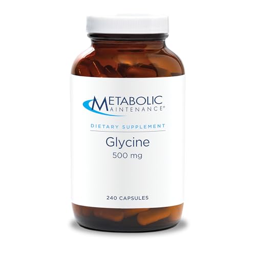 Metabolic Maintenance Glycine - Pure 500mg Amino Acid Supplement - Liver Health, Joint, Mood, Sleep + Detox Support (250 Capsules)