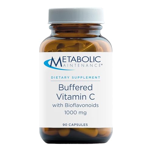 Metabolic Maintenance Buffered Vitamin C with Bioflavonoids - 1000 mg with Rutin + Hesperidin - Antioxidant + Immune Support Supplement Designed to be Easy On The Stomach (90 Capsules)
