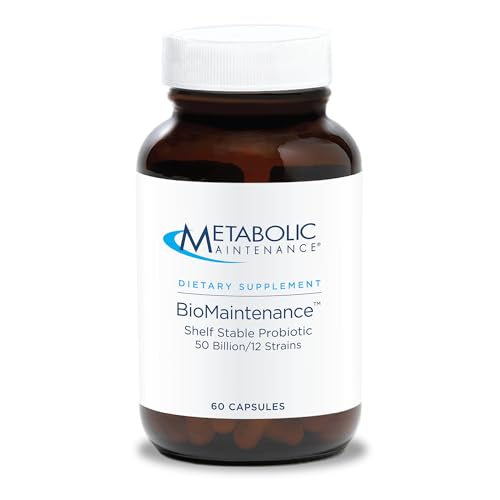 Metabolic Maintenance Biomaintenance Shelf Stable Probiotic - 50 Billion CFU + 12 Strain Probiotic Gut Health Supplement - Contains Lactobacillus Acidophilus + Lactobacillus Gasseri (60 Capsules)