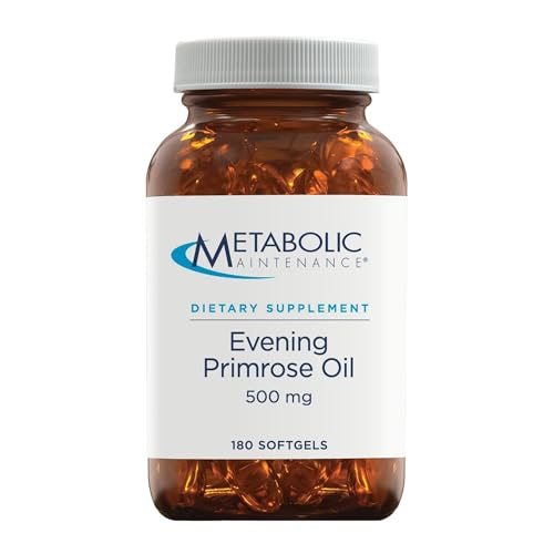 Metabolic Maintenance Evening Primrose Oil Capsules - 500mg Cold Pressed GLA + LA Supplement - Supports Balanced Hormonal Function for Women, Helps Maintain Healthy Skin (180 Softgels)