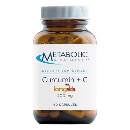 Metabolic Maintenance Curcumin + C (Longvida) - Turmeric + Vitamin C Supplement - Musculoskeletal + Healthy Brain Function Support, Higher Absorption Without Black Pepper (60 Capsules)