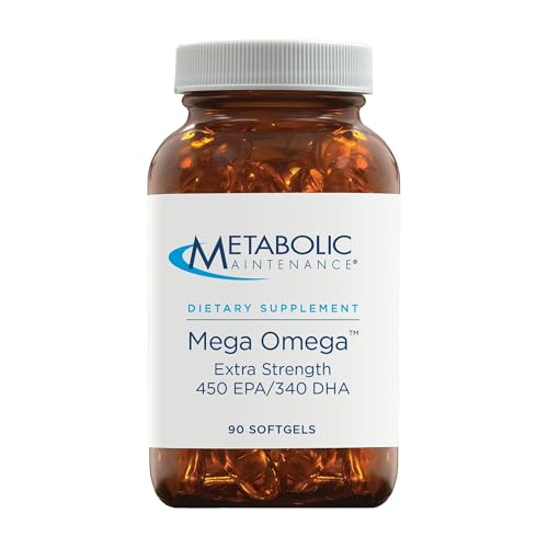 Metabolic Maintenance Mega Omega Extra Strength - EPA DHA Omega 3 Supplement 1000mg Concentrated Fish Oil - Heart, Immune + Neurological System Support (100 Softgels)