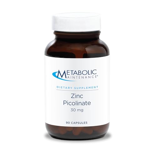 Metabolic Maintenance Zinc Picolinate - 30mg Zinc Supplement + Vitamin C (Ascorbic Acid) to Improve Absorption - Reproductive + Immune Support (100 Capsules)