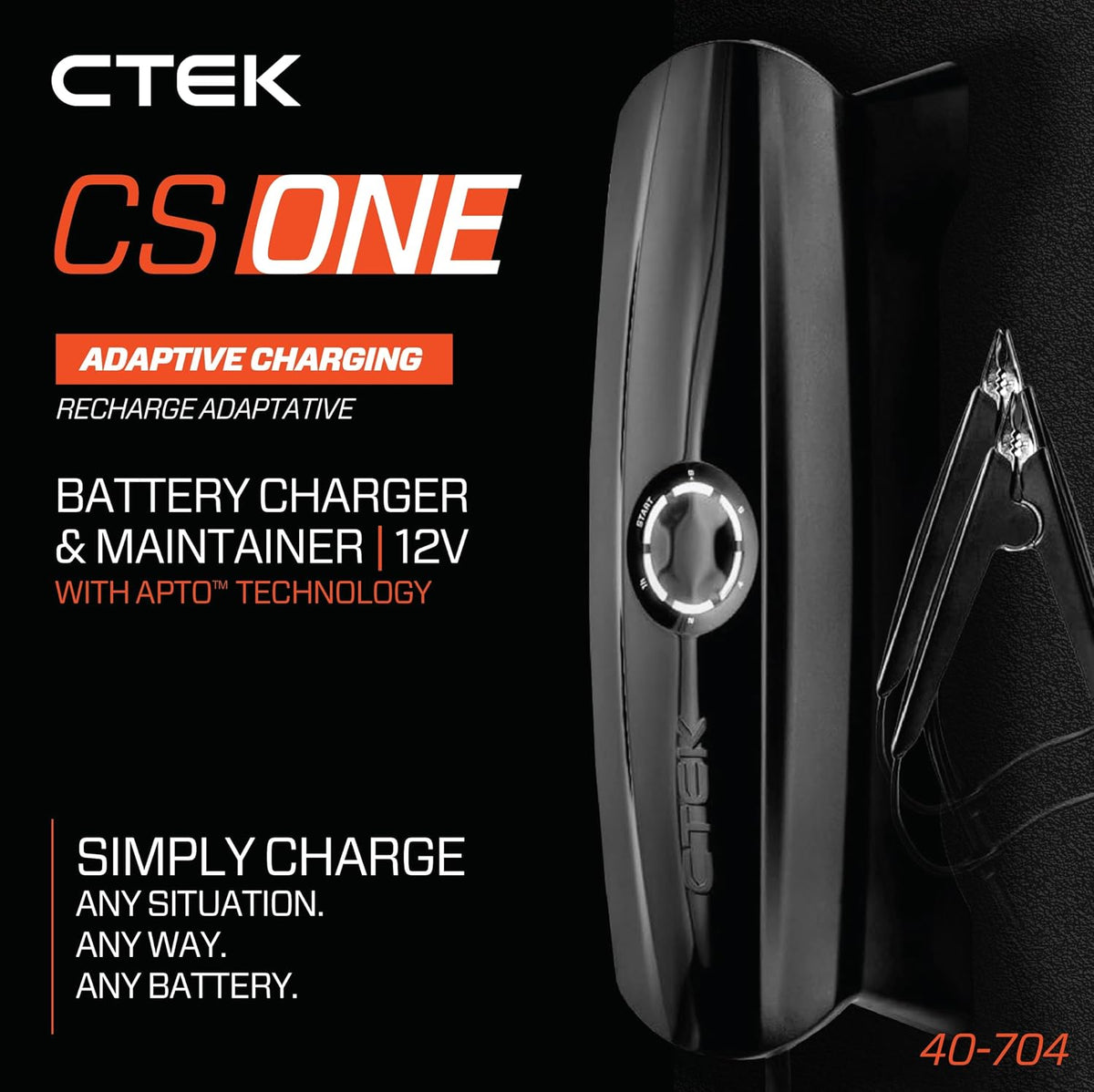 CTEK 40-704 CS ONE (Gen 2) with WiFi, 12V Smart Battery Charger and Trickle Charger with App Control, Remote Monitoring, Adaptive Charging and Polarity-Free Clamps for Cars and Motorcycles