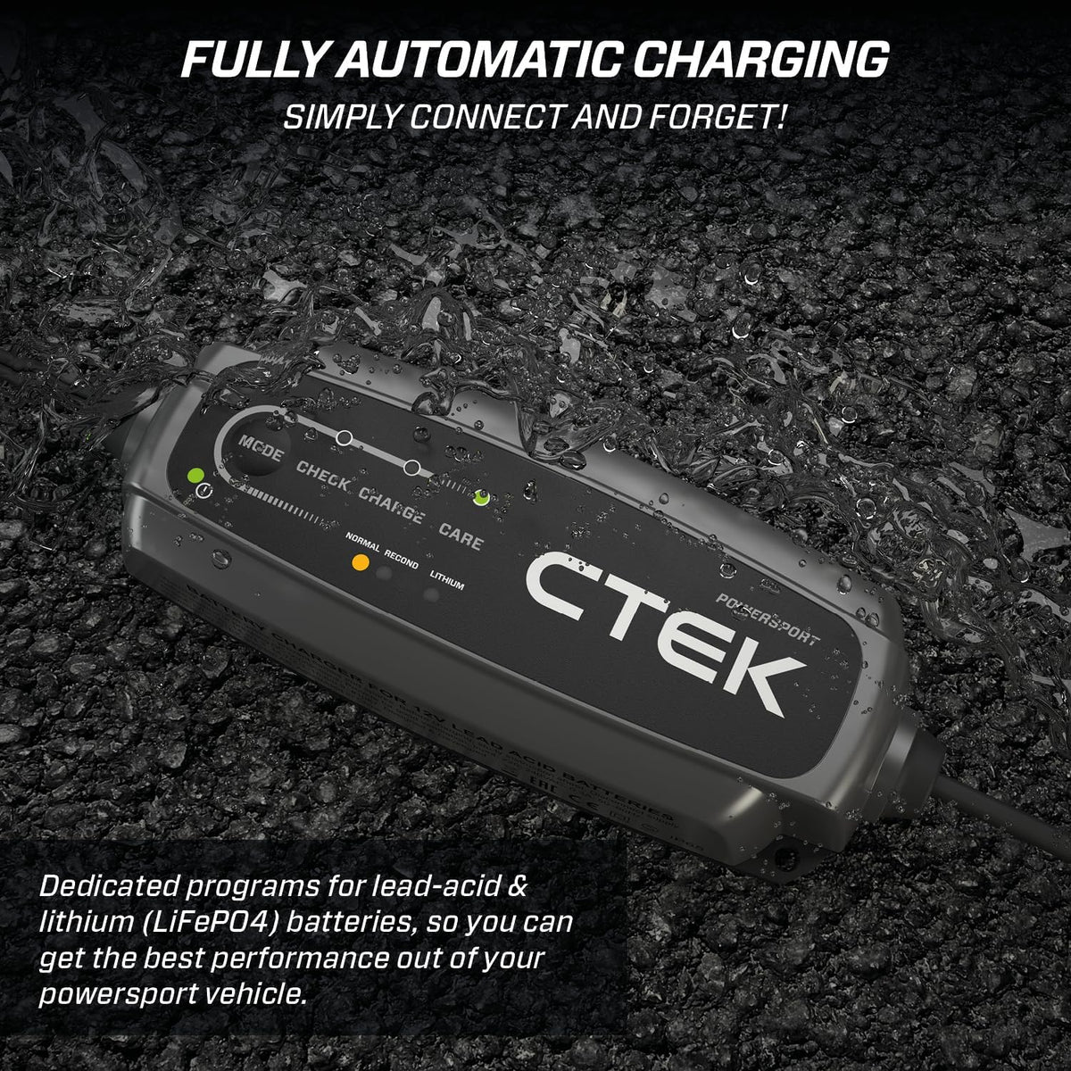 CTEK CT5, 12V Automotive Battery Charger for Auto, Motorcycle, ATV, Snowmobile - Battery Trickle Charger and Battery Maintainer - Charges Lead-Acid and Lithium Ion (12V LiFePO4) Batteries
