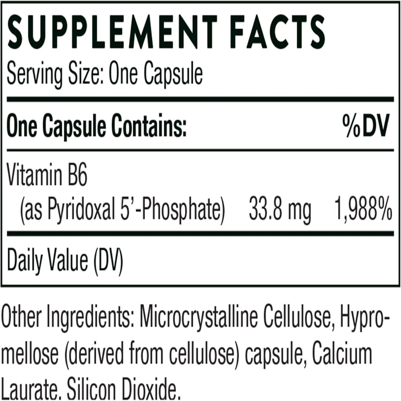 THORNE Pyridoxal 5'-Phosphate - Bioactive Vitamin B6 (Pyridoxine) Supplement for Energy Production and Neurotransmitter Synthesis - 180 Capsules