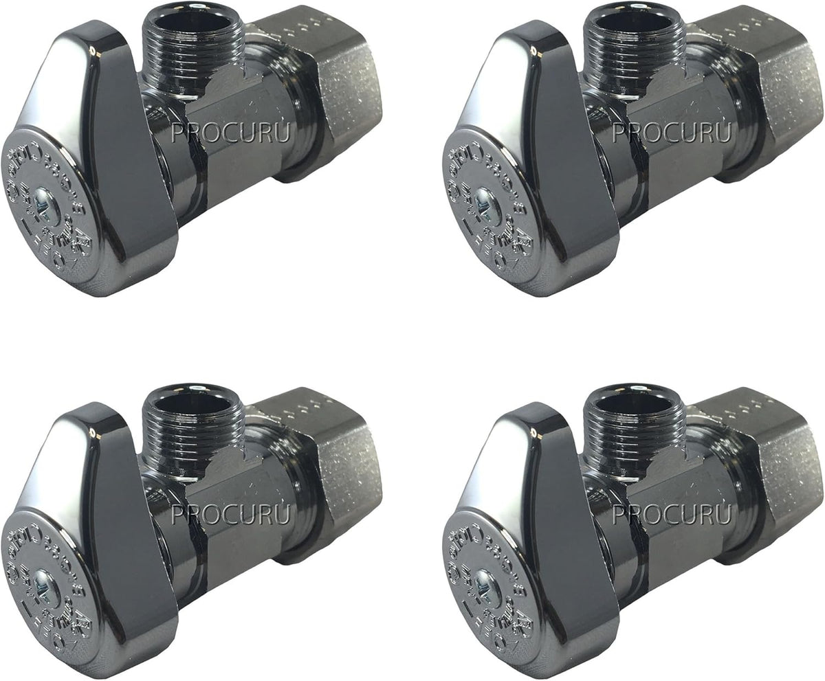 (4-Pack) BrassCraft G2CR19L1X 1/2-in Nominal Comp x 3/8-in OD Outlet Chrome Plated Brass 1/4-Turn Angle Stop Valve Less Outlet Sleeve/Nut (4-Pack)