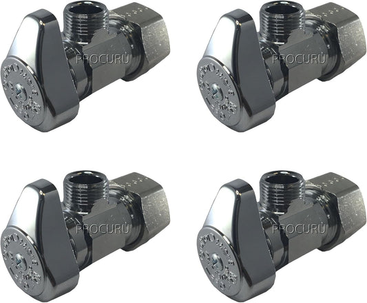 (4-Pack) BrassCraft G2CR19L1X 1/2-in Nominal Comp x 3/8-in OD Outlet Chrome Plated Brass 1/4-Turn Angle Stop Valve Less Outlet Sleeve/Nut (4-Pack)