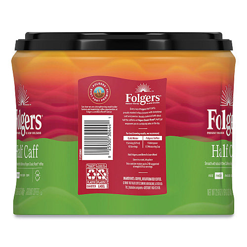 Folgers Coffee, Half Caff, 22.6 oz Canister