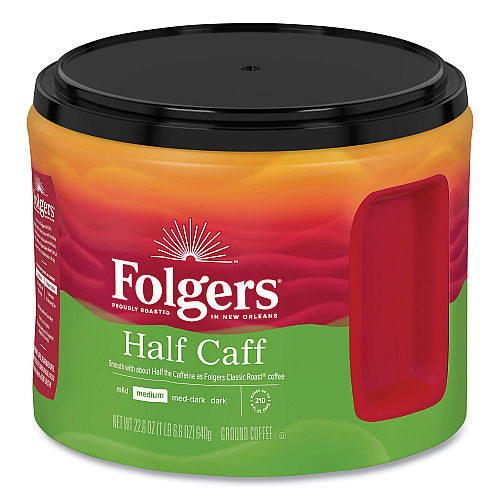 Folgers Coffee, Half Caff, 22.6 oz Canister