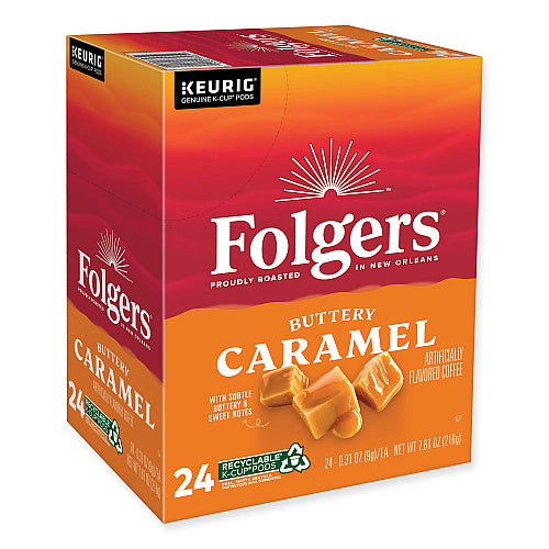 Folgers Buttery Caramel Coffee K-Cups, 24/Box