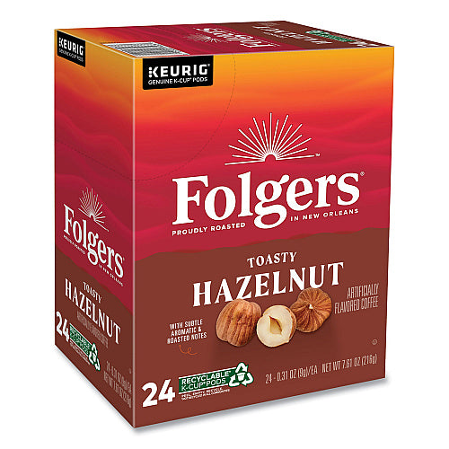 Folgers Toasty Hazelnut Coffee K-Cups, 24/Box