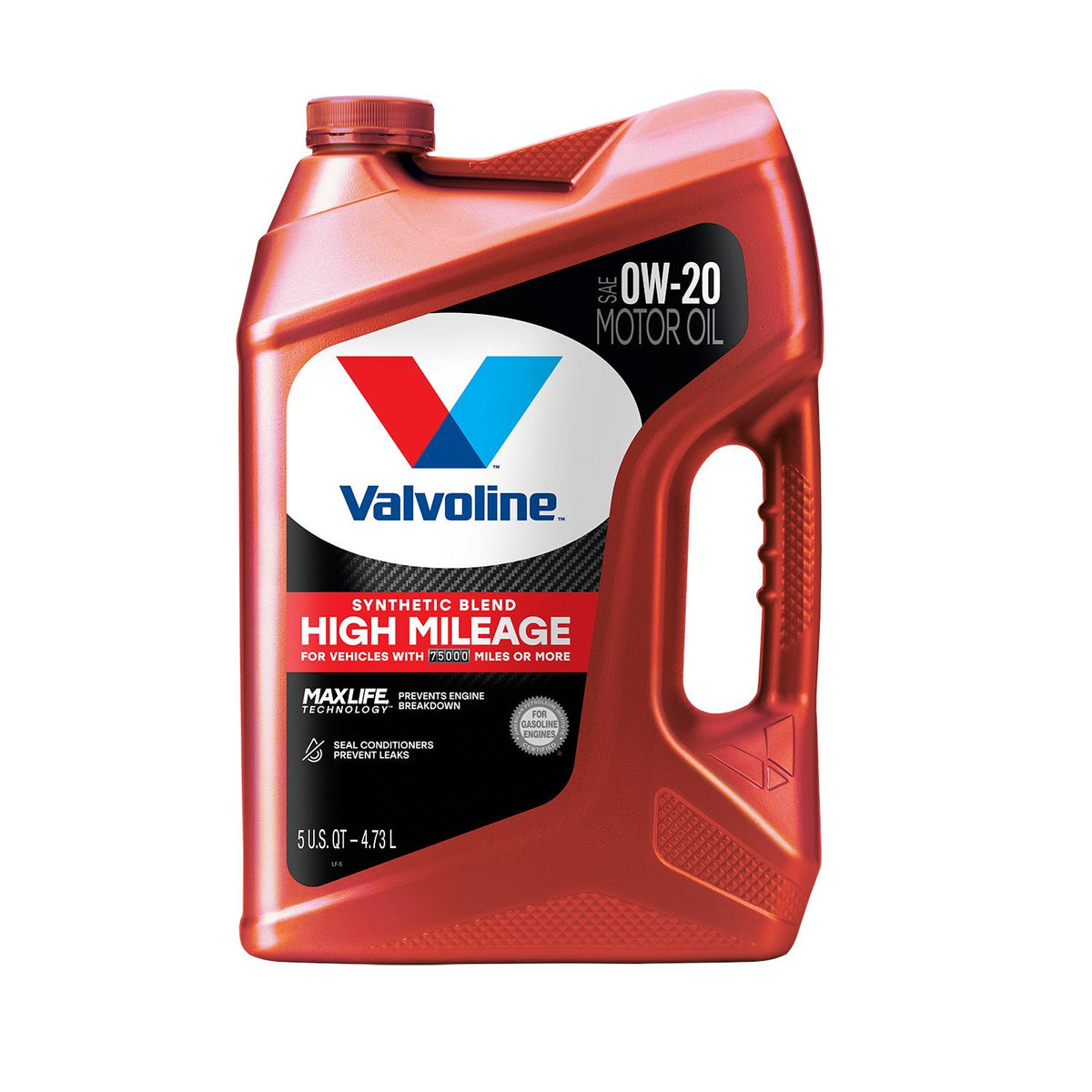 Valvoline High Mileage Synthetic Blend 0W-20 Motor Oil 5 Quart 881149