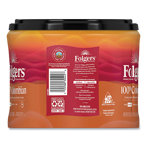 Folgers 100% Columbian Coffee, 22.6 oz Canister, 6/Carton
