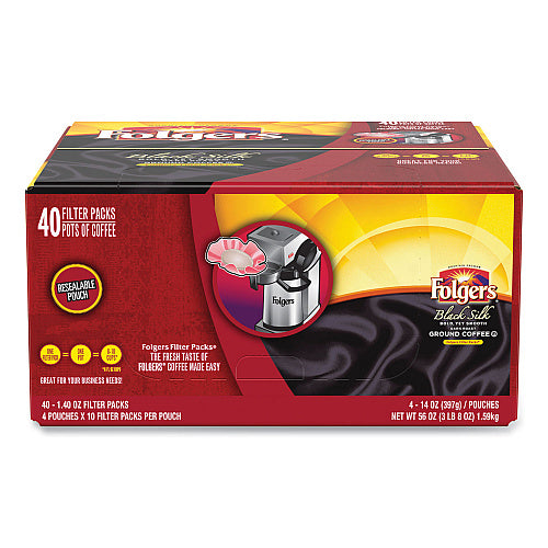 Folgers Coffee Filter Packs, Black Silk, 1.4 oz Pack, 40Packs/Carton