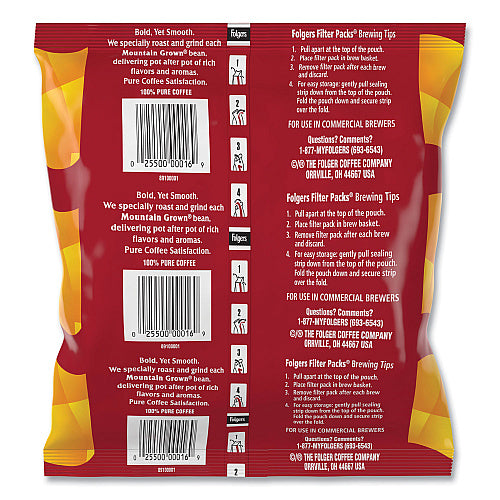 Folgers Coffee Filter Packs, Black Silk, 1.4 oz Pack, 40Packs/Carton