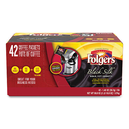 Folgers Coffee, Black Silk, 1.4 oz Packet, 42/Carton