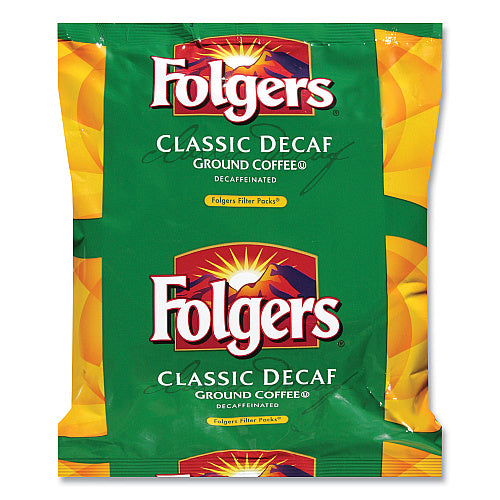 Folgers Coffee Filter Packs, Decaffeinated Classic Roast, 9/10oz, 10/Pack, 4 Packs/Carton
