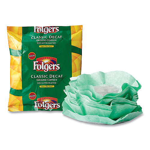 Folgers Coffee Filter Packs, Decaffeinated Classic Roast, 9/10oz, 10/Pack, 4 Packs/Carton