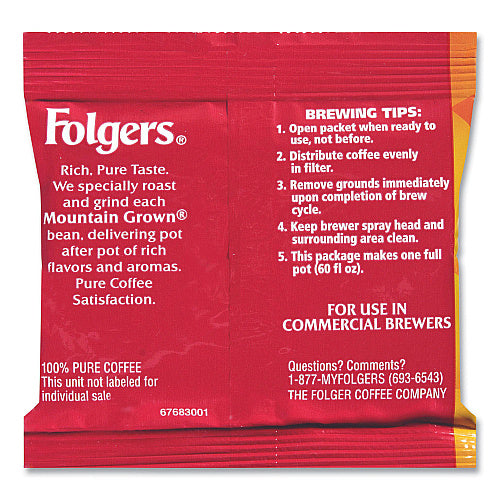 Folgers Coffee, Classic Roast, 0.9 oz Fractional Packs, 36/Carton