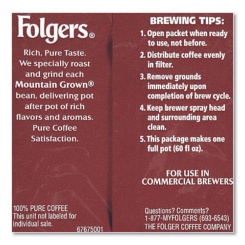 Folgers Coffee, Fraction Pack, Gourmet Supreme, 1.75oz, 42/Carton