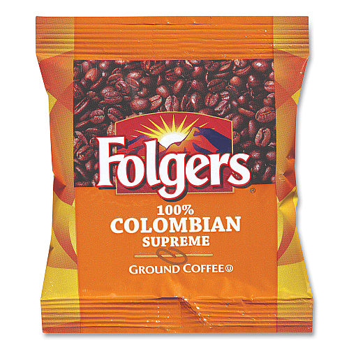 Folgers Coffee, 100% Colombian, Ground, 1.75oz Fraction Pack, 42/Carton