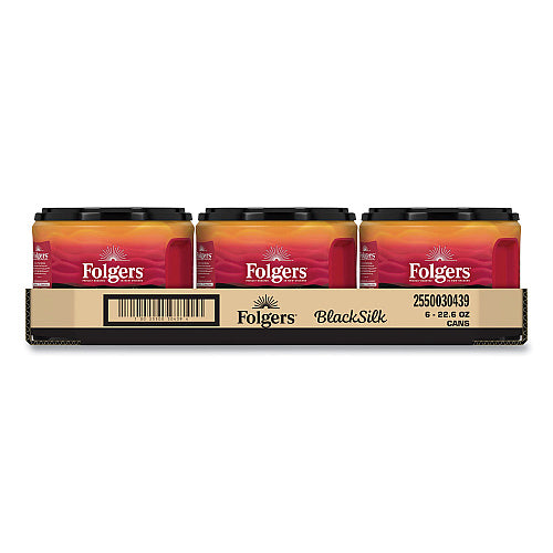 Folgers Coffee, Black Silk, 22.6 oz Canister, 6/Carton