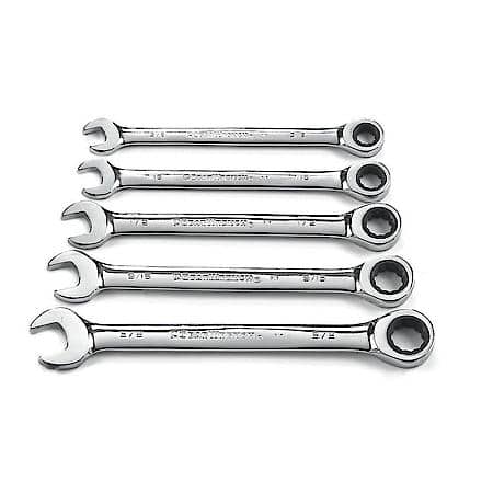5 Piece 72-Tooth 12 Point Ratcheting Combination Sae Wrench Set